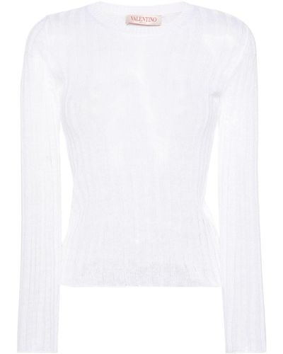 Valentino Garavani Linen Ribbed-knit Sweater - White