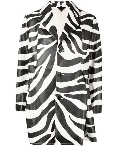 Comme des Garçons Zebra-print Single-breasted Coat - Black