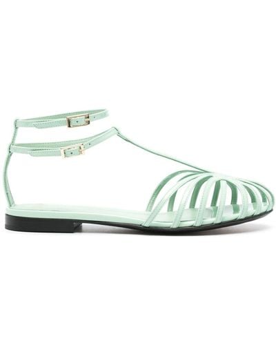 ALEVI Elena Leather Flat Sandals - Green