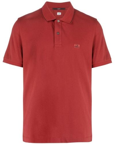 C.P. Company Polo en coton à patch logo - Rouge