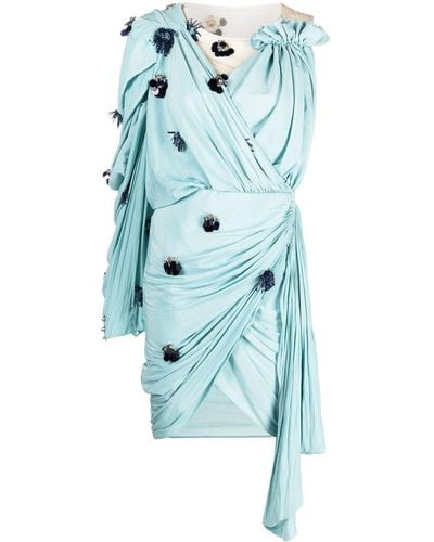 Lanvin スパンコール ワンショルダー ドレス - ブルー
