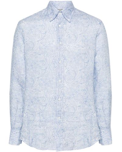 Brunello Cucinelli Overhemd Met Paisley-print - Blauw
