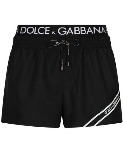 Dolce & Gabbana Bañador con franja del logo - Negro