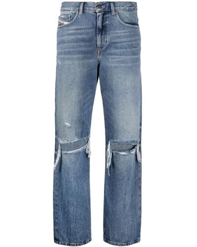 DIESEL Jeans Met Gescheurde Knie - Blauw