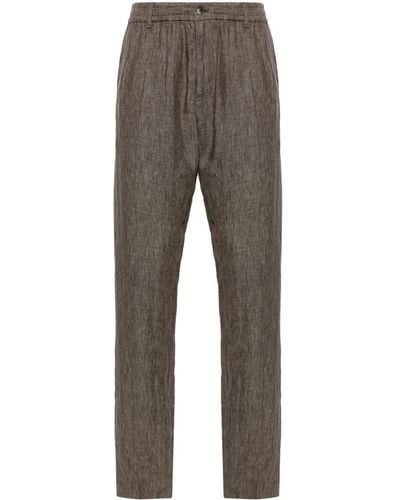 Emporio Armani Linen Tapered Pants - Gray