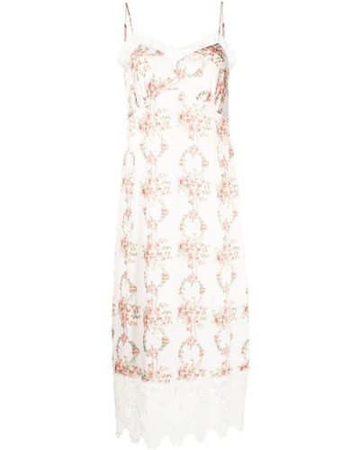Simone Rocha Floral-print Lace-trim Midi Dress - White