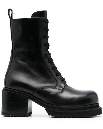 Pinko 70mm Leather Combat Boots - Black