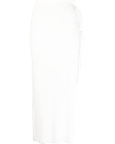 MANURI Slit Lace-up Skirt - White