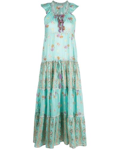 Anjuna Floral-print Tiered Dress - Blue