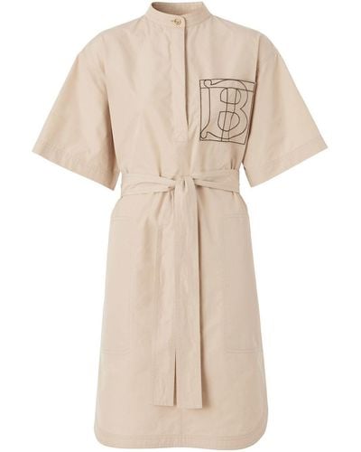 Burberry Hemdkleid mit Logo-Stickerei - Natur