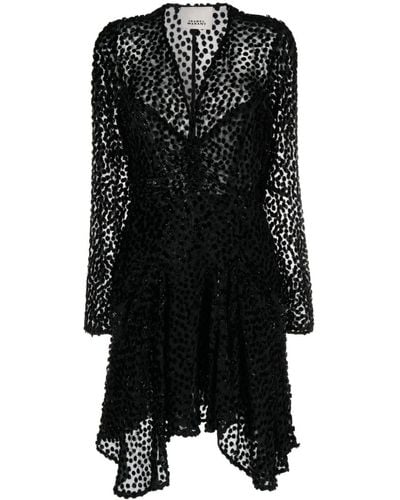 Isabel Marant Usmara Appliqué-detail Sheer Minidress - Black