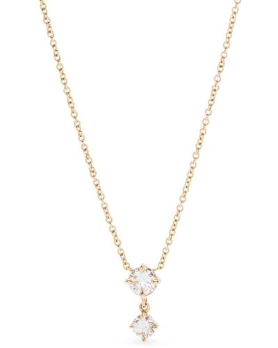 Lizzie Mandler 18kt Yellow Gold Alternating Drop Diamond Pendant Necklace - Metallic