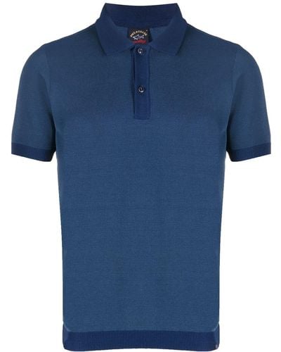 Paul & Shark Short-sleeved Knitted Polo Shirt - Blue