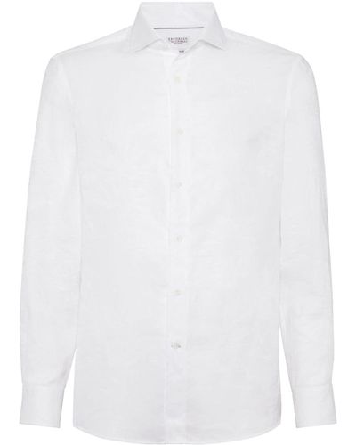 Brunello Cucinelli Langärmeliges Hemd - Weiß