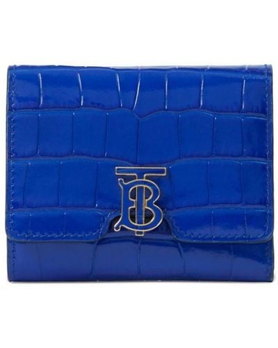 Burberry Tb Embossed-crocodille Wallet - Blue