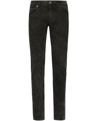 Dolce & Gabbana Skinny Jeans Met Marmer-effect - Zwart