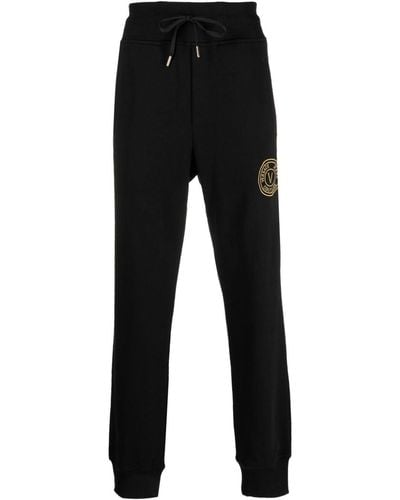 Versace Logo-embroidered Cotton Track Pants - Black