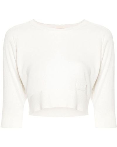 N°21 Cropped-Pullover aus Schurwolle - Weiß