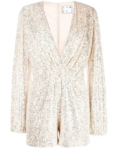 In the mood for love Sequinned Long-sleeve Playsuit - Metallic