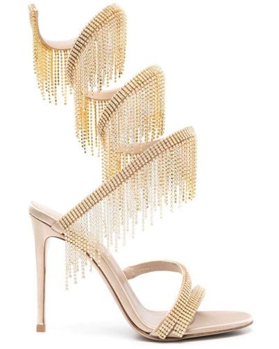 Le Silla Jewels 110mm Fringed Sandals - White