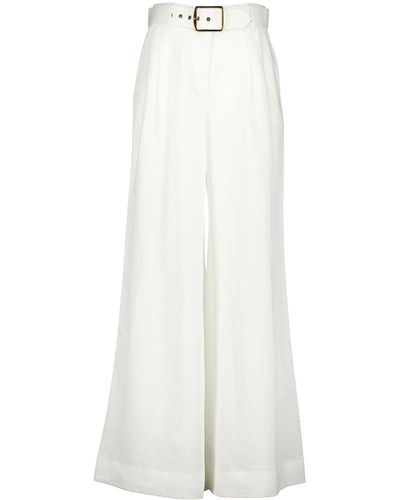 Zimmermann Wide-leg Linen Pants - White