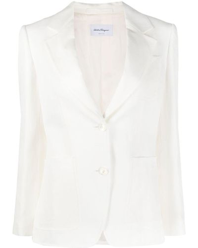 Ferragamo Single-breasted Silk-blend Blazer - White