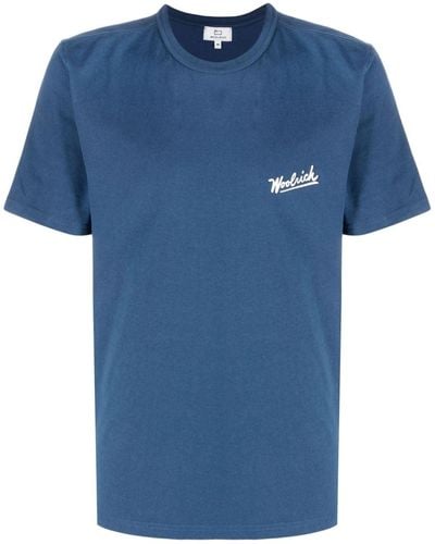 Woolrich T-Shirt mit Logo-Print - Blau