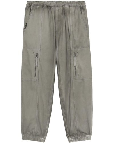 Izzue Tapered Cotton Trousers - Grey