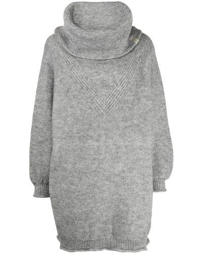 Izzue Roll-neck Knitted Minidress - Grey