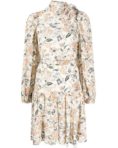 Ulla Johnson Floral-print Bow-detail Dress - Natural