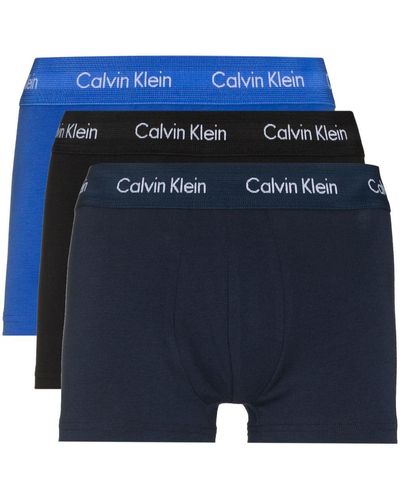 Calvin Klein Set of three logo-print boxer briefs - Blau