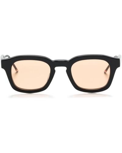 Thom Browne Rwb-stripe Square-frame Sunglasses - Natural