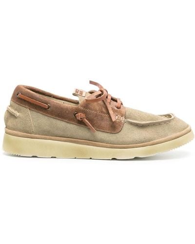 Moma Logo-patch Suede Boat Shoes - Brown