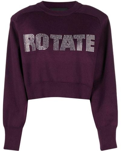 ROTATE BIRGER CHRISTENSEN Rhinestone-embellished Logo-appliqué Sweater - Purple