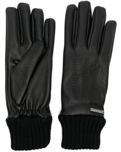 Corneliani Handschuhe aus Leder mit gerippten Bündchen - Schwarz