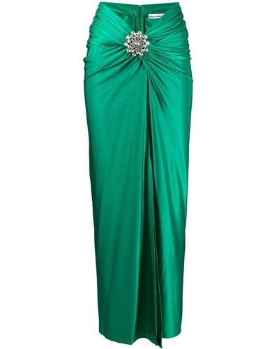 Rabanne Rhinestone-embellished Satin Skirt - Green