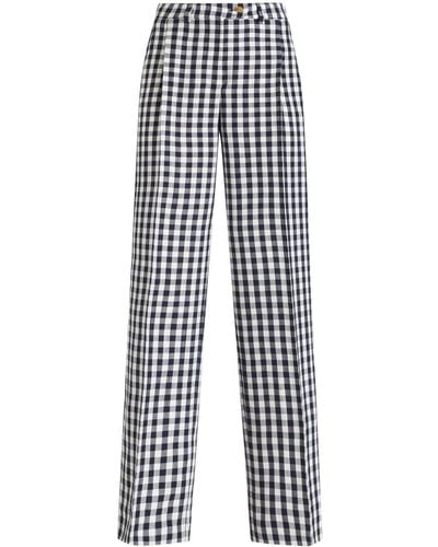 Etro Gingham-print Straight Trousers - White