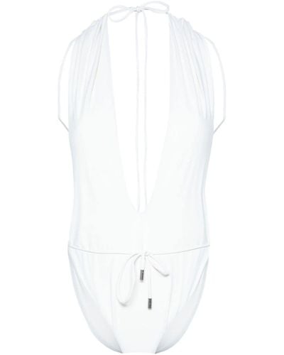 Saint Laurent Badeanzug mit tiefem Rückenausschnitt - Weiß