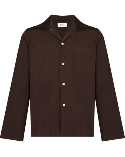 Tekla Long-sleeve Pyjama Shirt - Brown