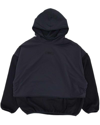 Fear Of God Front Logo Patch Panelled Hoodie - Blue
