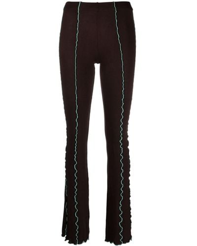 Siedres Contrast-stitch Flared Trousers - Black