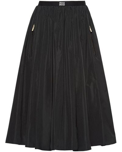 Miu Miu Full Technical-silk Skirt - Black