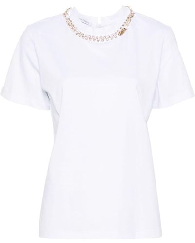 Alberta Ferretti Crystal-embellished Cotton T-shirt - White