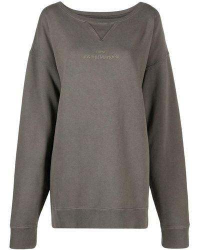 Maison Margiela Logo-embroidered Drop-shoulder Sweatshirt - Gray