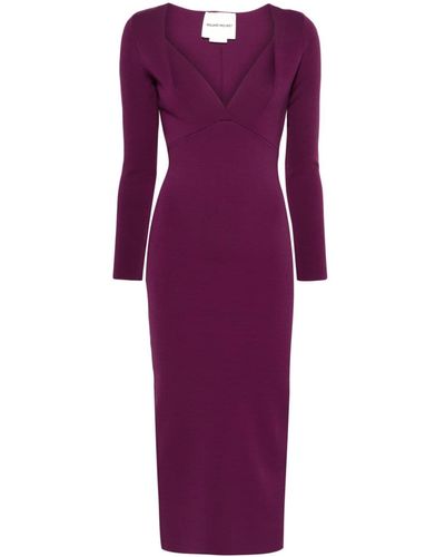 Roland Mouret Pleat-detail Knitted Dress - Purple