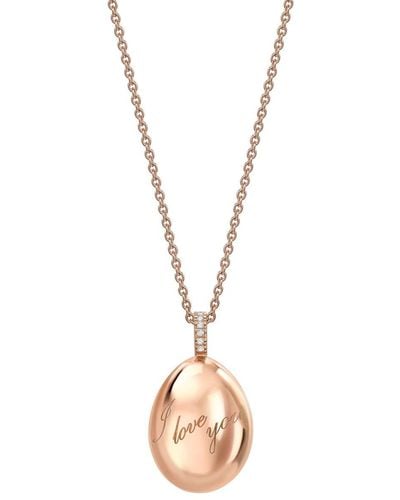 Faberge 18kt Rose Gold Essence I Love You egg Pendant - Metallic