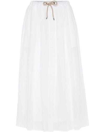 Brunello Cucinelli A-line Cotton Maxi Skirt - White