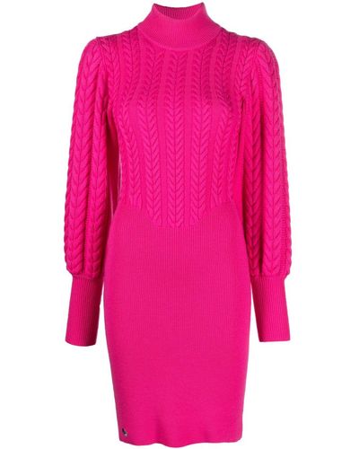 Philipp Plein Cable-knit High-neck Dress - Pink