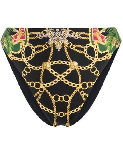 Camilla Jealousy And Jewels Baroque-print Bikini Bottoms - Black