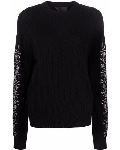 Philipp Plein Sequin Skull Pullover Sweater - Black